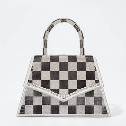 Checkerboard Patterns Crossbody Bags Women New Designer Chain Shiny Crystal Evening Clutch Purses And Handbags High Quality