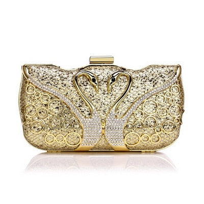 Luxury women evening bags hollow out style diamonds metal clutch purse wedding bridal small handbags for party bags