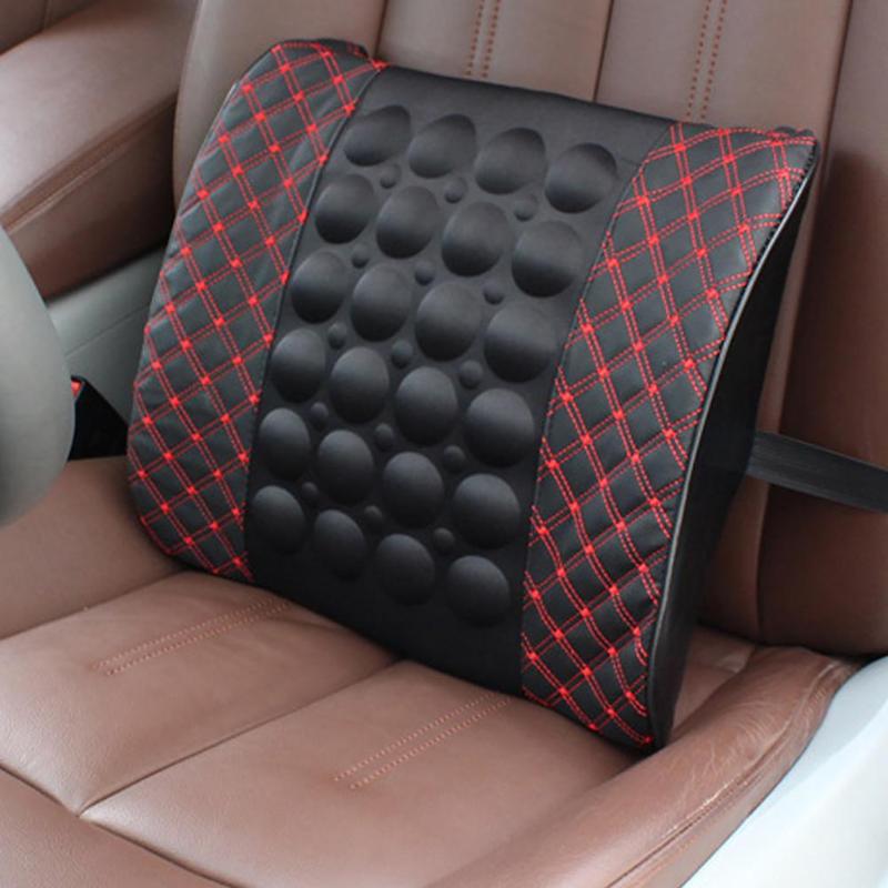 Car Lumbar Support Pillow 12V Electric Massage Auto Seat Back Relaxation Office Chair Waist Lumbar Support Cotton Cushion Pillow