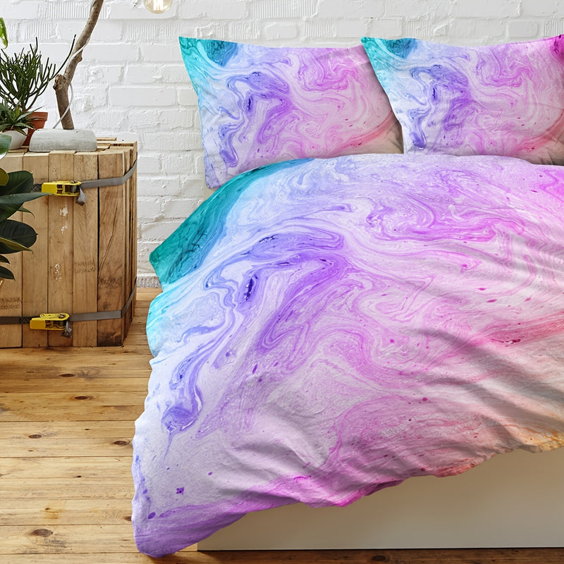 3pcs Colored Quicksand Duvet Cover Set, (1 Duvet Cover + 2 Pillowcase), Soft Comfortable Bedding Set, Blanket For Bedroom
