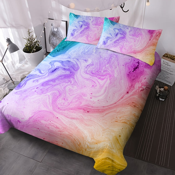 3pcs Colored Quicksand Duvet Cover Set, (1 Duvet Cover + 2 Pillowcase), Soft Comfortable Bedding Set, Blanket For Bedroom