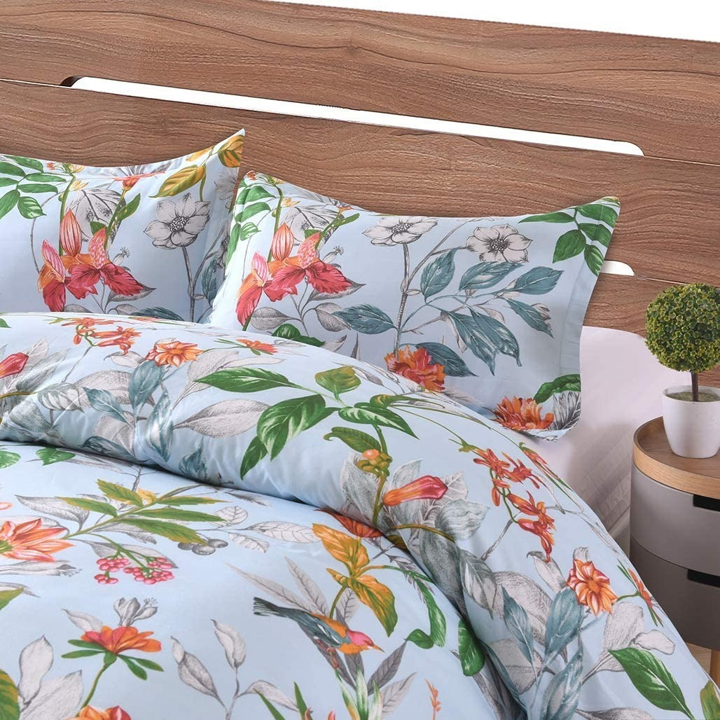 Duvet Cover & 2 Pillowcase, 3pcs Soft Microfiber Bedding, Flower Pattern Duvet Cover (No Duvet), Twin/Queen/King