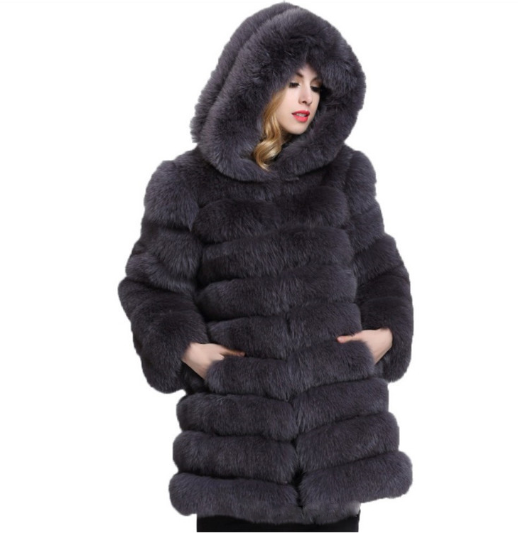Hoodie plush faux fur coat women  fur winter woman coat  Plus size thick long warm coat outerwear overcoat
