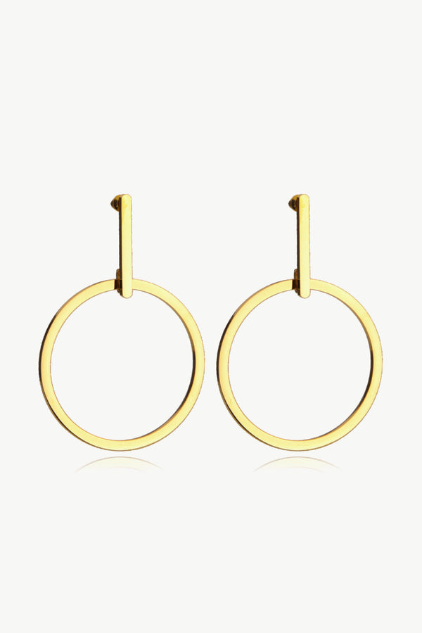 Stainless Steel Hoop Drop Earrings