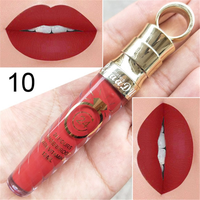 20 Colors Lipstick Waterproof Long Lasting Matte+Shimmer Mental Beauty Lip Gloss Nude Glitter  Lip Gloss Beauty Red Lip Tint New