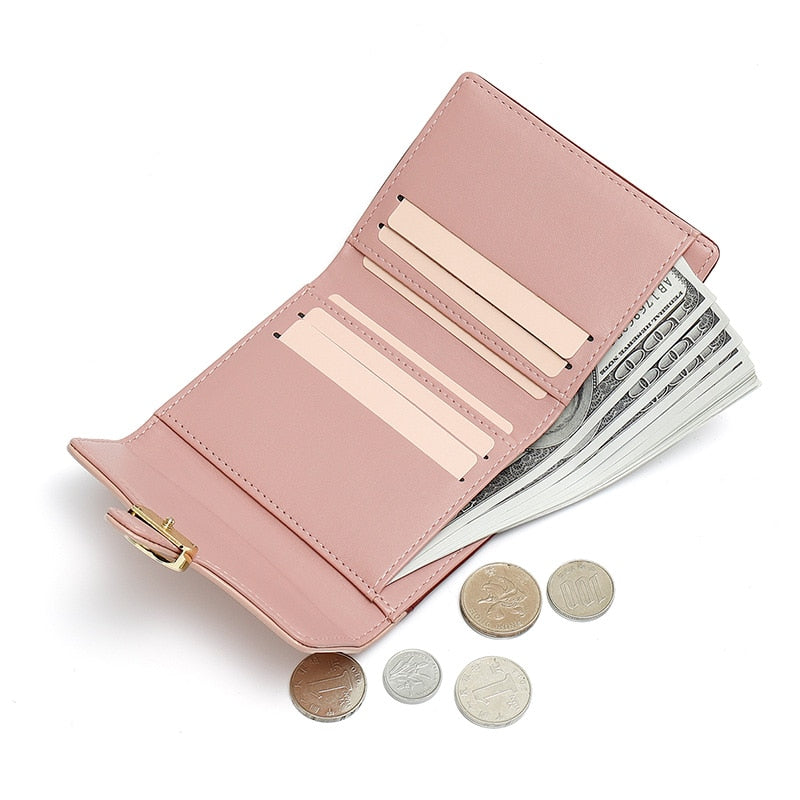 Brand Designer Geometric Panelled Trifold Women Wallet Pu Leather Zipper Coin Ladies Small Purse Card Holder Short Female Wallet