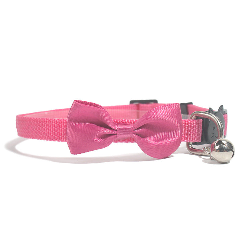 Pet Bow Collar Nylon Webbing Multicolor Adjustable Belt Bell Pet Jewelry Cat Collar Safety Buckle