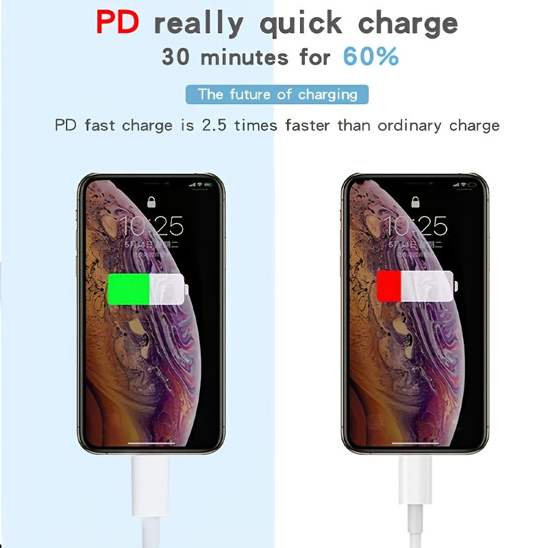 PD25w Fast Charging US Standard Charger + 2m/78.74in Lightning Charging Cable Set  Suitable For Apple Mobile Phones