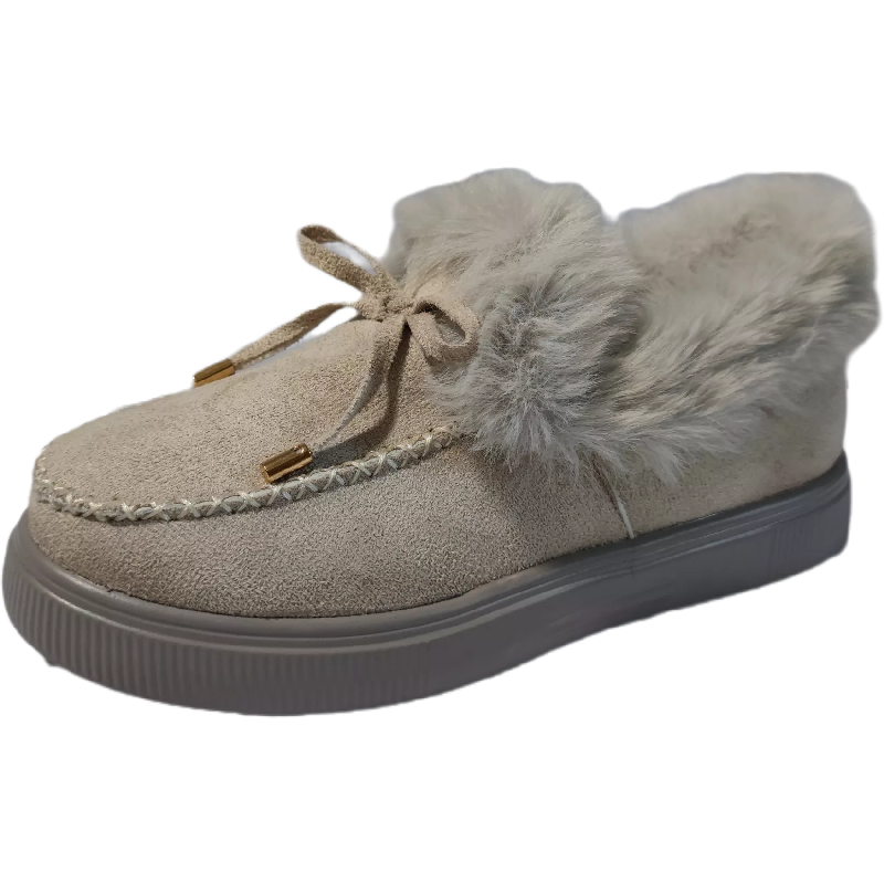 Women's Round Toe Fleece Platform Slip-on Shoes, Winter Thermal Shoes, Women's Footwear