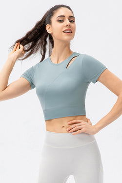 Cutout Crewneck Cropped Active T-Shirt