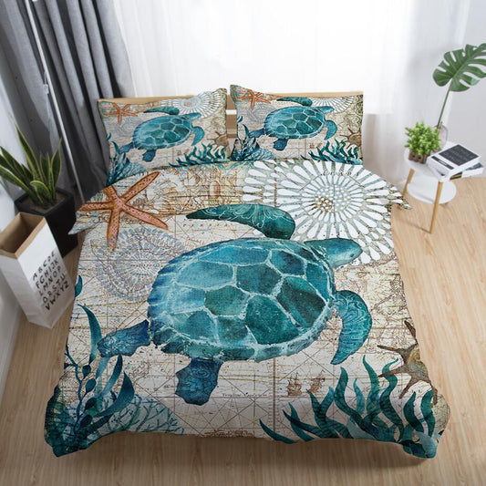 Digital printing 3D ocean turtle three-piece suit