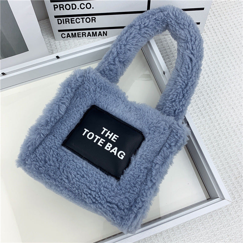 New Style Imitation Lamb Wool Plush Bag In Autumn And Winter Small Fashion Mini Tote Handbag For Women