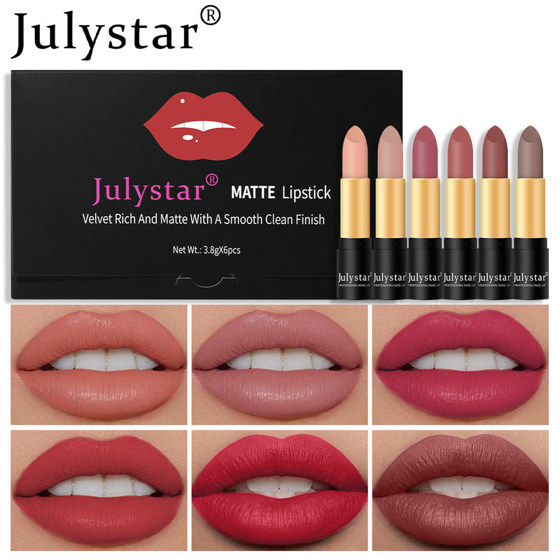 Matte Lipstick Lazy People Don't Stick To The Cup Colorless Lipstick Six Color Set