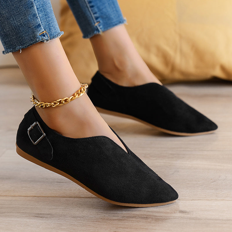 Women's Loafers, Slip-on Casual Shoes, Suede Soft Pointed Toe Flats