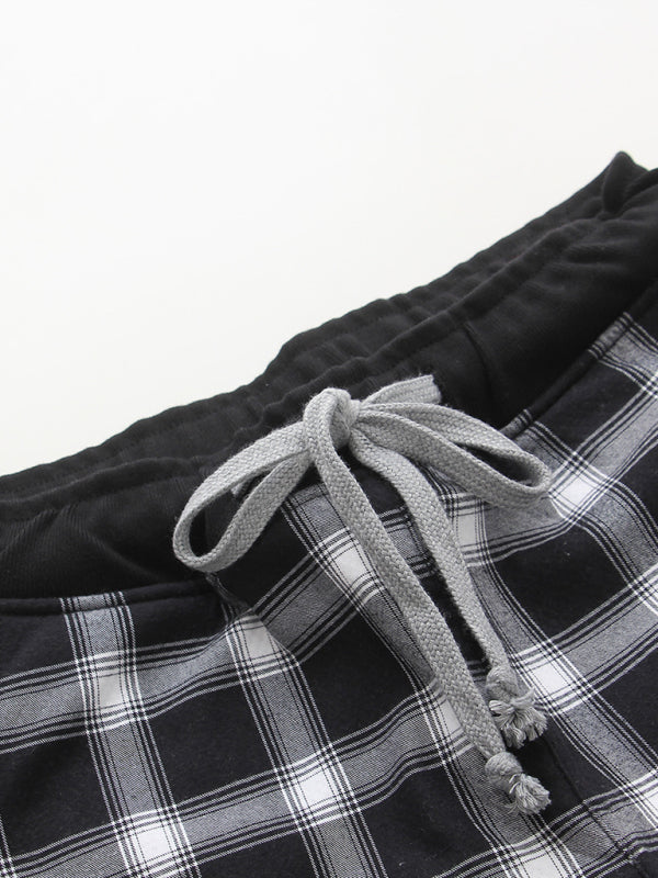Men's Plush Plaid warm and comfortable pants pajamas