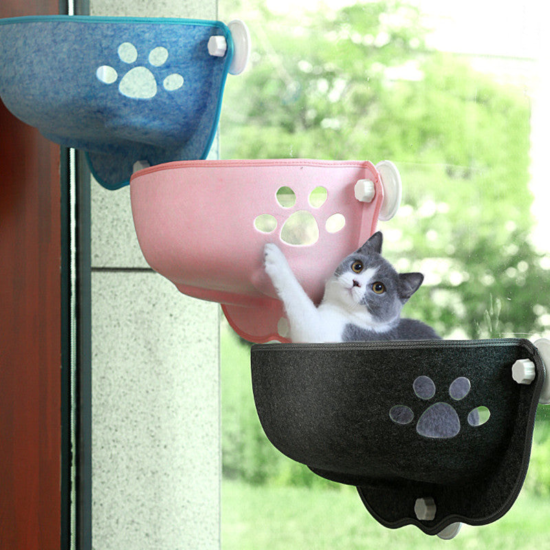 Cat Hammock Floor-To-Ceiling Window Sucker Cat Sky Villa Pet Nest Glass Sucker Felt Cat Nest