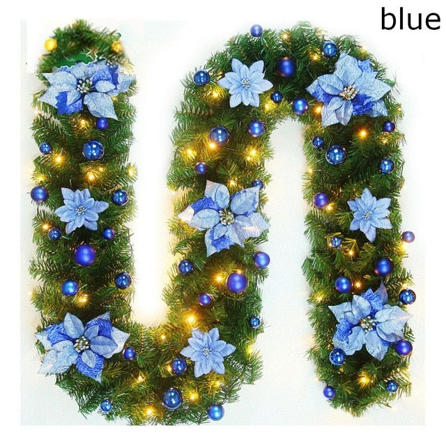 2.7m Artificial Green Christmas Garland Wreath Xmas Party Decor Christmas Tree Rattan Hanging Pendant & Drop Ornament for Kids