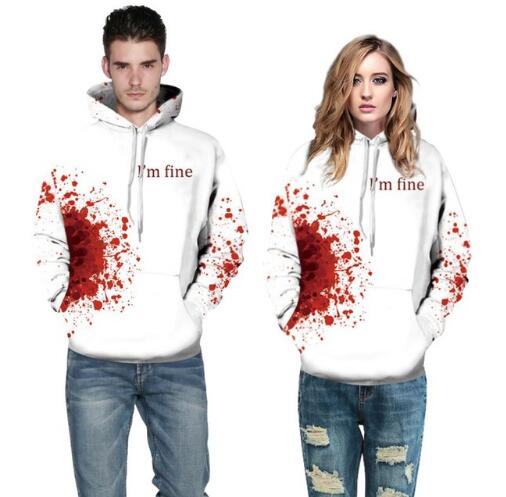 Halloween Women Men Blood 3D Printing Hoodie Sweatshirt