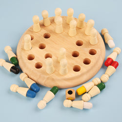 Wooden Children's Color Memory Chess Early Education Puzzle Color Cognitive Intelligence Development Training Parent-Child Interactive Game Chess