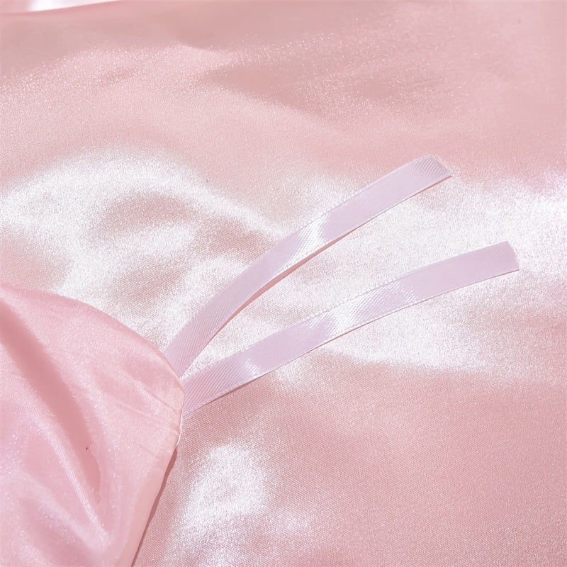 3pcs Satin Duvet Cover Set (1 Duvet Cover + 2 Pillowcase), Microfiber Bedding For Wedding Bedroom, Blanket For Guest Room