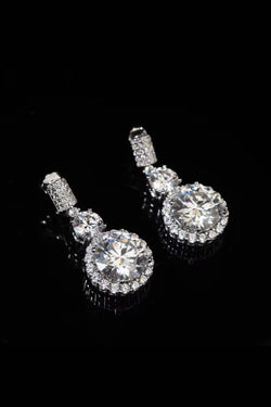 Moissanite 18K Platinum-Plated Drop Earrings