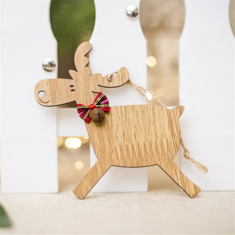 Christmas Deer Wooden Pendants Ornaments for Xmas Tree DIY Ornament Christmas Party Decorations Kids Gift hanging drop ornaments