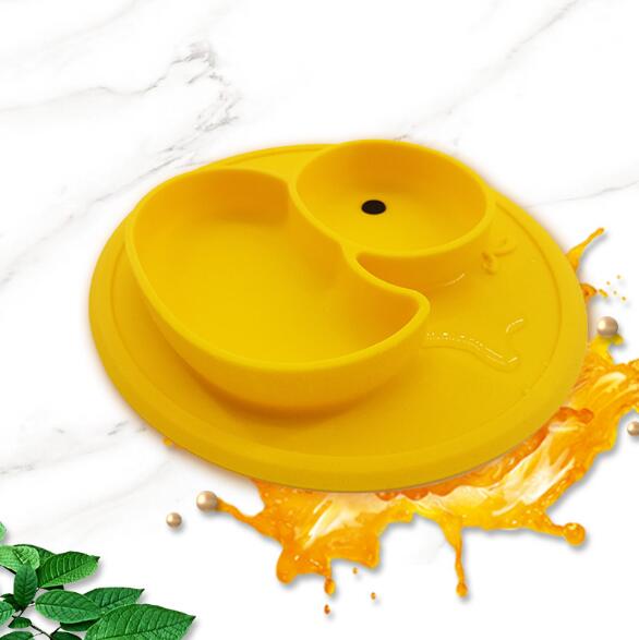Cute Small Yellow Duck Silicone Happy Baby Kids Anti-drop Suction Table Food Tray Place mat Plate Bowl Mat