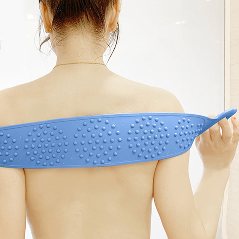 Hot Body Wash Silicone Body Scrubber Belt Double Side Shower Exfoliating Belt Removes Bath Towel