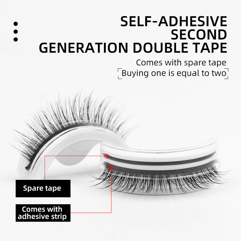 New Product Glue-Free Self-Adhesive Eyelashes Spare Glue Strip Temperature-Sensing Self-Adhesive False Eyelashes Curling Realistic Natural False Eyelashes