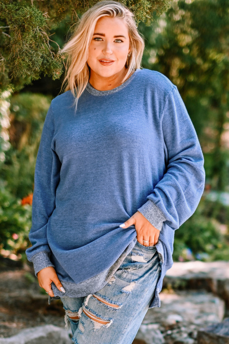 Plus Size Side Slit Sweatshirt