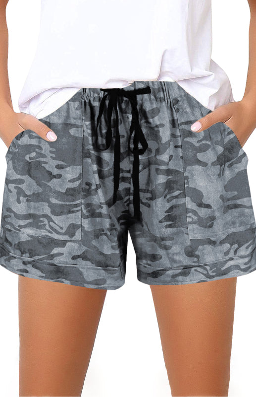 Women's Camouflage Drawstring Waist Little Girls' Shorts with Pockets