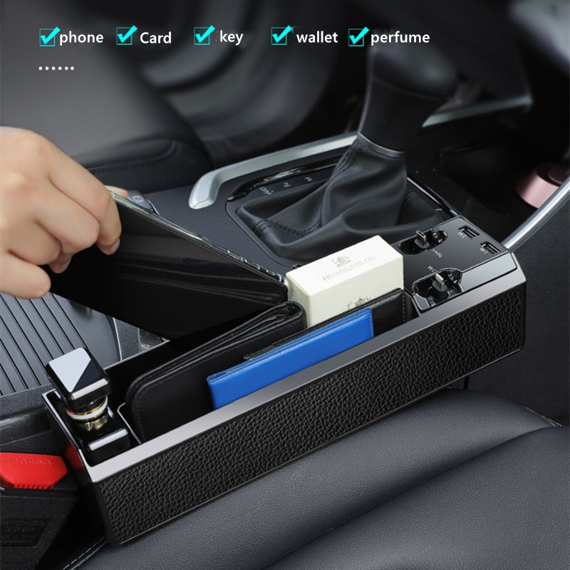 Fast Charging Car Seat Crevice Storage Box Seat Gap Slit Pocket Catcher Organizer Universal Car Seat Organizer Card Phone Holder