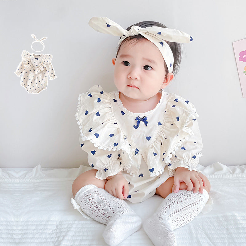 Infant Newborn Cotton Clothes Autumn Baby Clothing Bag Fart Clothing Love Baby Onesie Ins Romper