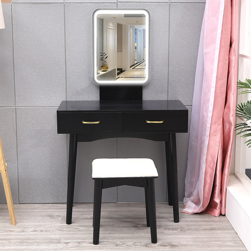 LED Mirror Makeup Vanity Dressing Table Set With Stool Dimmable Vanity Set