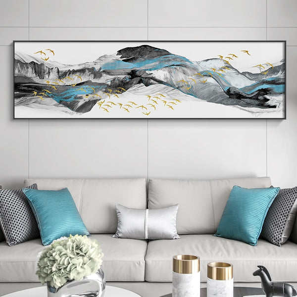 Chinese Style Golden Abstract Landscape