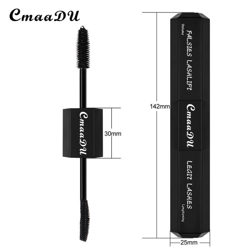 Mascara CmaaDu Large capacity 20ml ultra black double head mascara silicone brush head