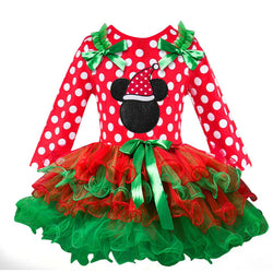 New Year Baby Girl Christmas Dress Girl's Merry Christmas Dress Children Kids Cotton Dot Dress Girls Tutu Santa Clus Costume