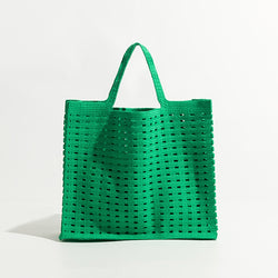 New Woven Bag Hollow Waffle Handmade Bag Candy Color Large Capacity All-Match Handbag for Women