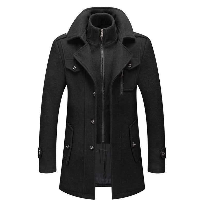 Autumn and winter new business woolen coat men's fashion double-collar cold-resistant woolen cloth men's coat woolen coat on behalf of hair