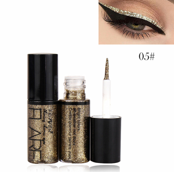Dazzling Silver Rose Gold Color Glitter Diamond Eye Liner Liquid Discoloration Monochrome Shine With Sequins Brightening TSLM1