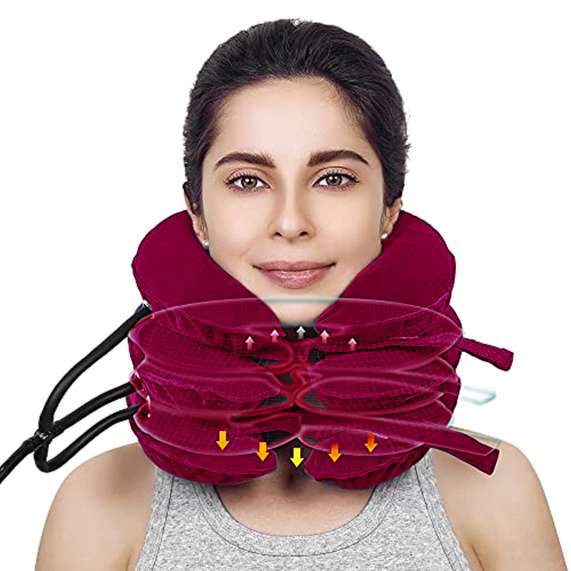 Cervical Traction Device Neck Support Pillow Inflatable Adjustable Neck Stretcher Three-Layer Inflatable Neck Pillow