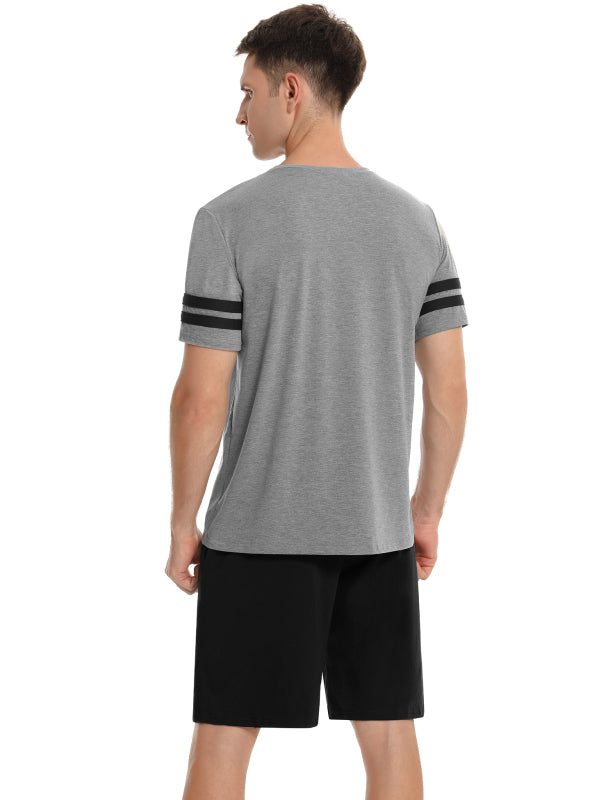 Men's Short Sleeve Pajamas With Bars