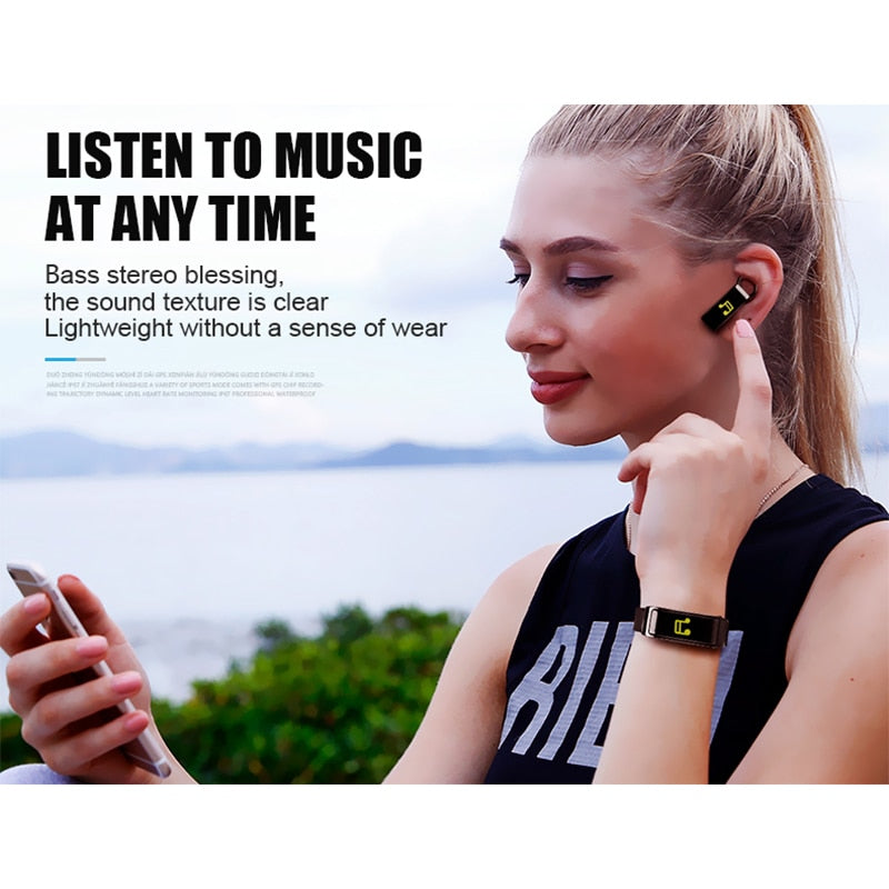 Y3 PLUS Bluetooth Headset Smart Bracelet 2 in 1 watch with earbuds Wristband health monitoring Sports Earphone and Mic