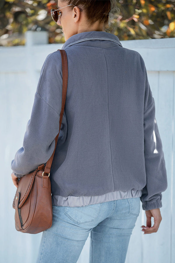 Half Button Fleece Sweatshirt with Kangaroo Pocket