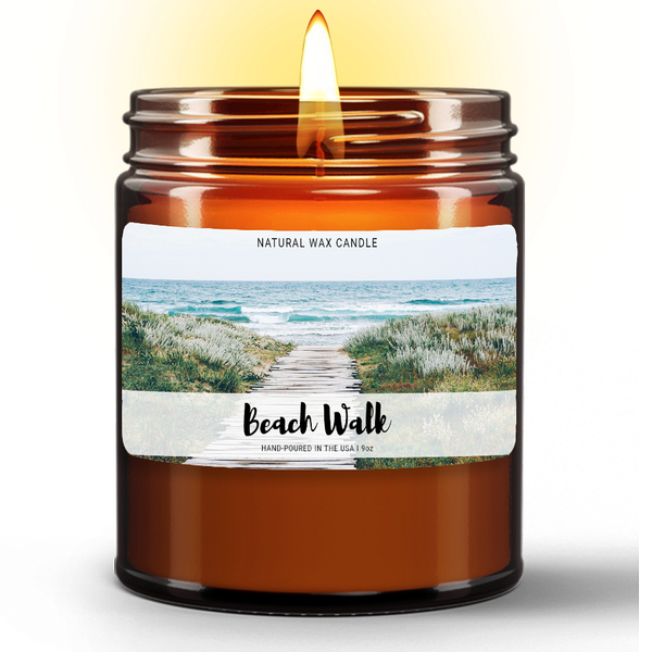 Natural Wax Candle in Amber Jar (9oz)