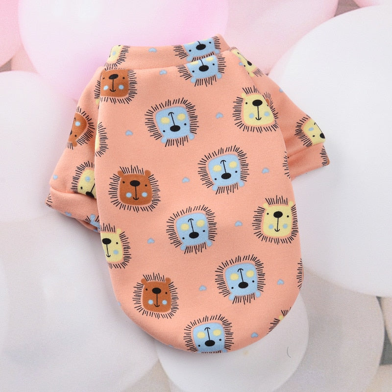 Pet Dog Costume Cute Animal Printed Pet Coat Cotton Soft Pullover Dog Shirt Jacket Sweatshirt Cat Sweater Pets Clothing Outfit
