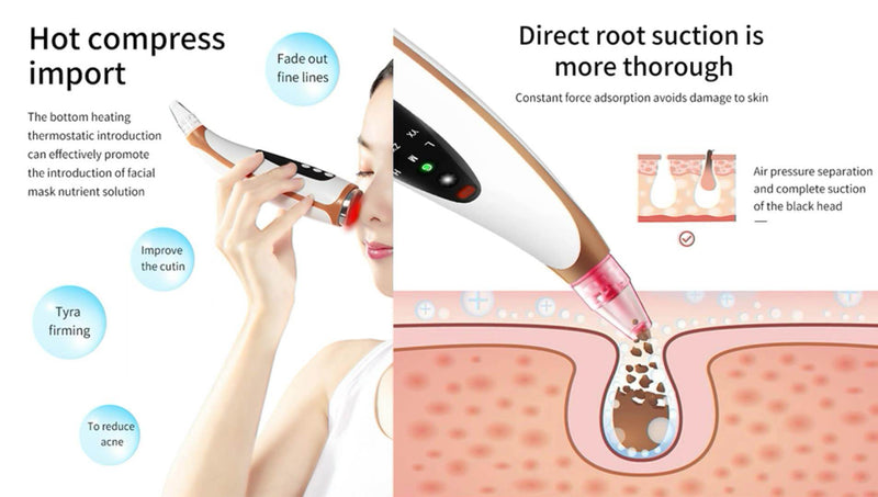 New Electric Suction Blackheads Pore Cleaning Surface Instrument Hot Compress Guide Out Acne Blackheads Beauty Instrument
