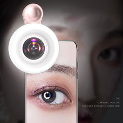 Mobile Phone Lens 15x Macro Lens Beauty Shooting Eyelashes Nails Make-Up Makeup Photo Fill Light LQ190