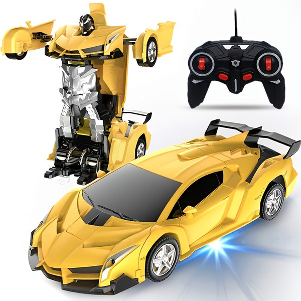 Remote Control Transform Car Robot Toy With Lights Deformation RC Car 360°Rotating Stunt Race Car Toys