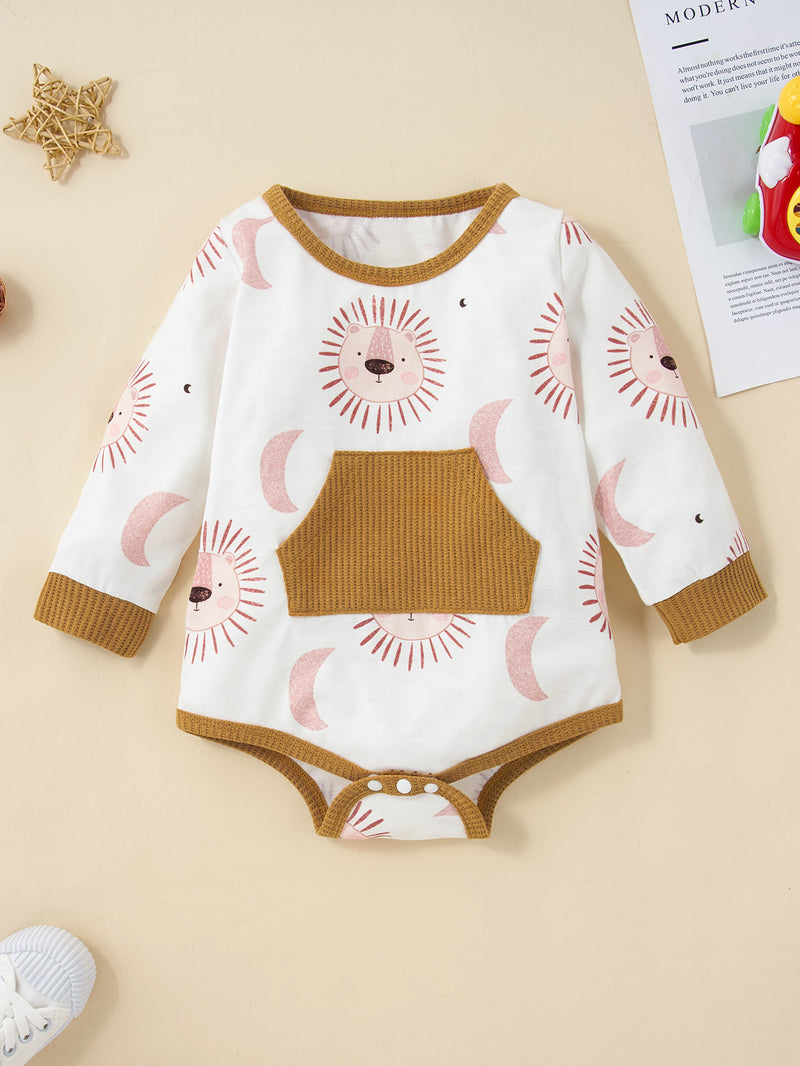 Baby Lion Print Bodysuit and Ribbed Pants Set